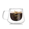 High-grade 200ml 7oz double wall glass heat-resistant coffee tea cup insulated handle cup drinking glasses with handle