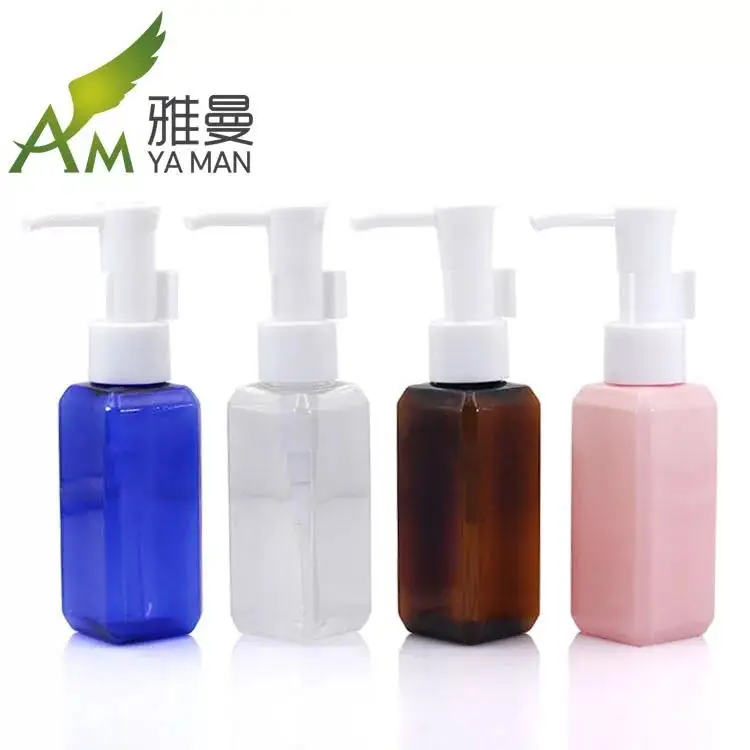 Factory sale cosmetic green packaging 250ml square PET plastic shampoo bottle