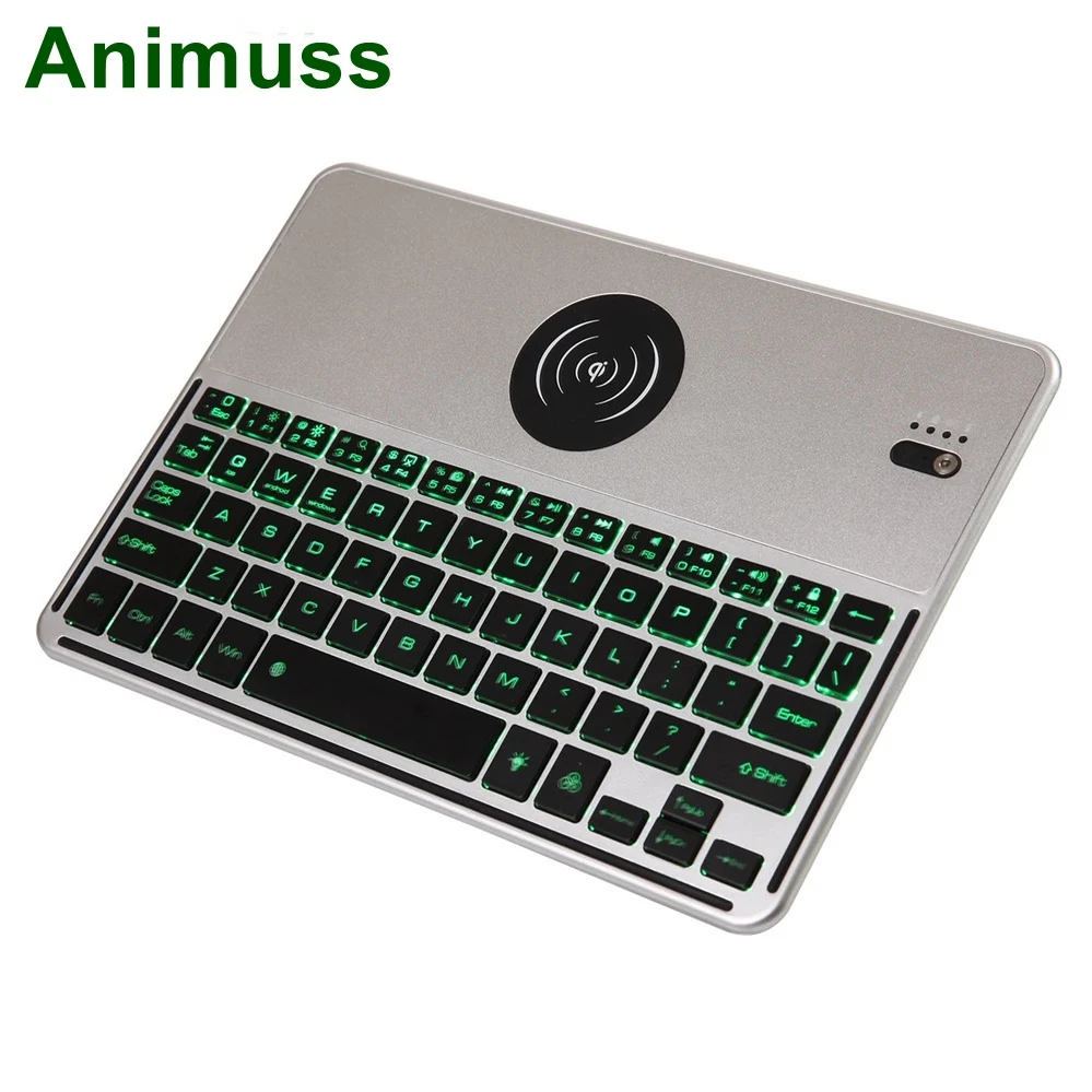 

Universal cell phone wireless charger led backlit aluminum blue tooth keyboard for Ipad Samsung