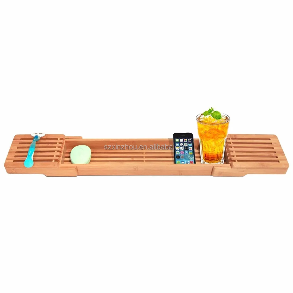 
ToiletTree Products Adjustable 100% Natural Bamboo Wooden Bathtub Caddy with Extending Sides 
