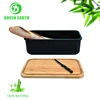 Eco natural green plant fiber bread box bowl storage case with bamboo lid