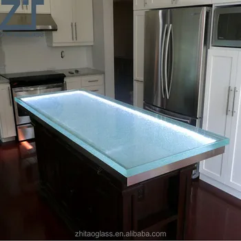 Glass Counter Top With Led Contemporary Kitchen Countertops
