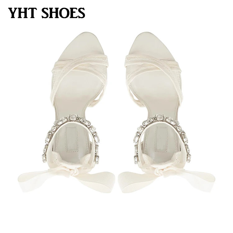 white high heels with diamonds