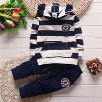 

wholesale hot selling spring autumn casual baby clothes infant hoodies shirt Striped sweatshirt kids boys clothes set