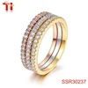18k Rose/Yellow Gold/Platinum Plated CZ Simulated Diamond 3pcs Stackable Eternity Ring Set