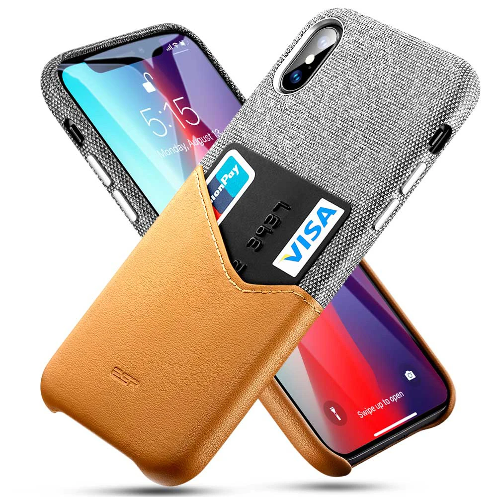 

2018 ESR case for iPhone Xs Max Soft Fabric Premium PU Leather Case with ID & Card Holder Slot phone case for iPhone Xs Max 6.5