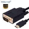 1080P HDMI Male to VGA Male Adapter Converter Connecter Cable 6ft Gold Plated Active Video Adaptor Cable 1.8 Meters/6 Ft