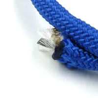 

Reinforced polyester braided rope with steel wire core