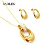 Pakistani Dubai Stainless Steel Gold Plated Oval Shape Half Jewelry Set