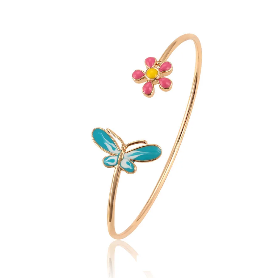 

bangle 004 xuping fashion cute Blue butterfly pink flower opening bangle bracelet bangle