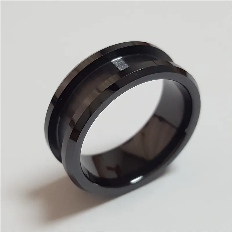 

Wholesale Groove Wedding Ring Black Zirconia Ceramic Blank Ring for Inlay 8MM