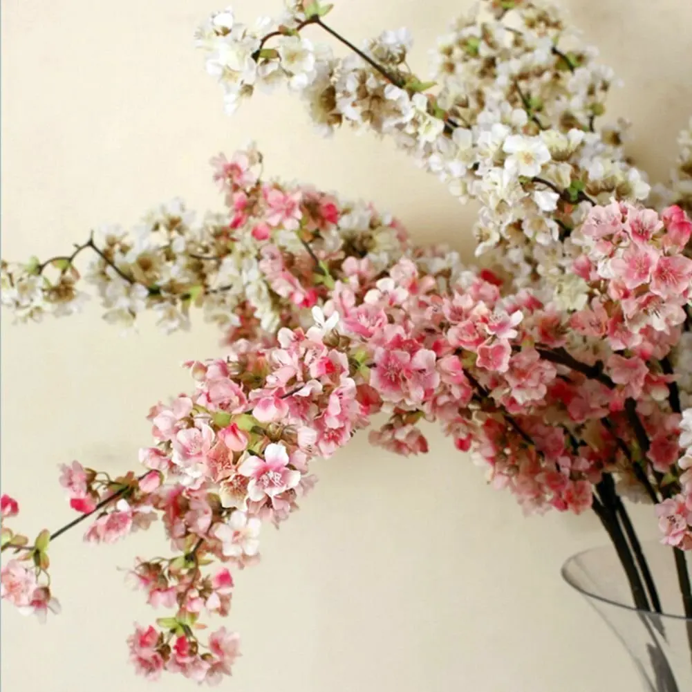 Artificial Cherry Blossom Branches Flowers Stems Silk Tall Artificial