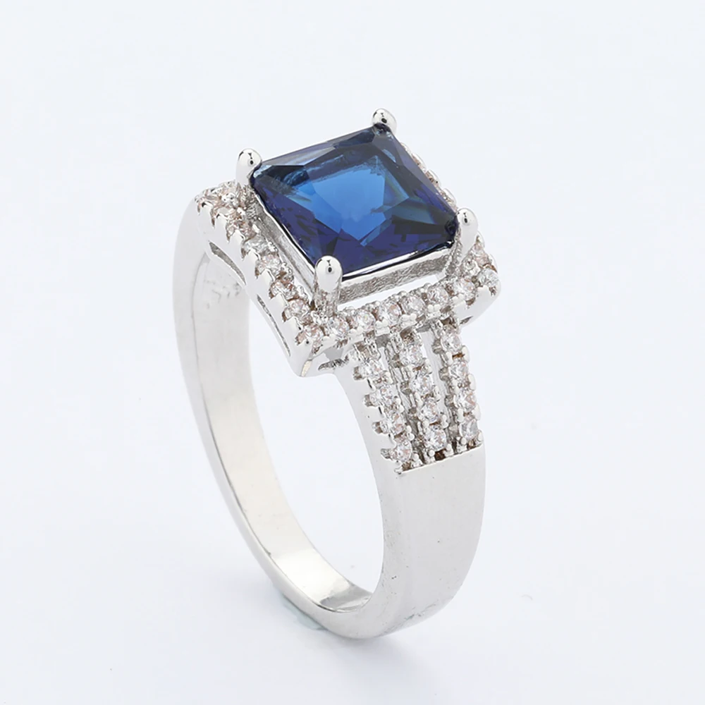 

Blue sapphire jewelry silver mens one stone ring designs, Clear & blue customized