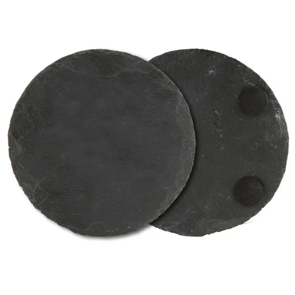 

Hot selling round custom brand with rubber feet Slate Coaster, Black