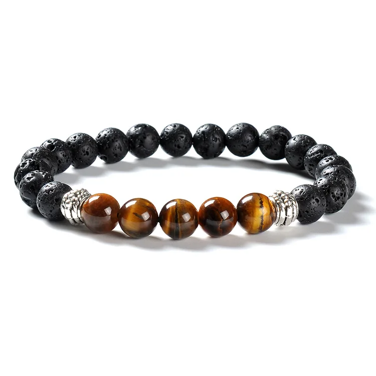 

F84 lava stone bracelet for men mens bracelet tigers eye lava rock stone bracelet world lava hot selling online sale, Natural color