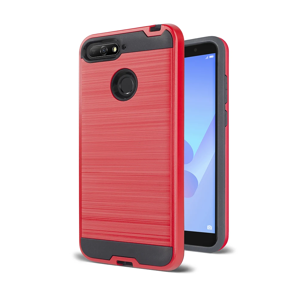 

2019 Latest Cellphone protector Brushed Metal Case Mobile Phone Shell Case for Huawei Y6 2018, Multi
