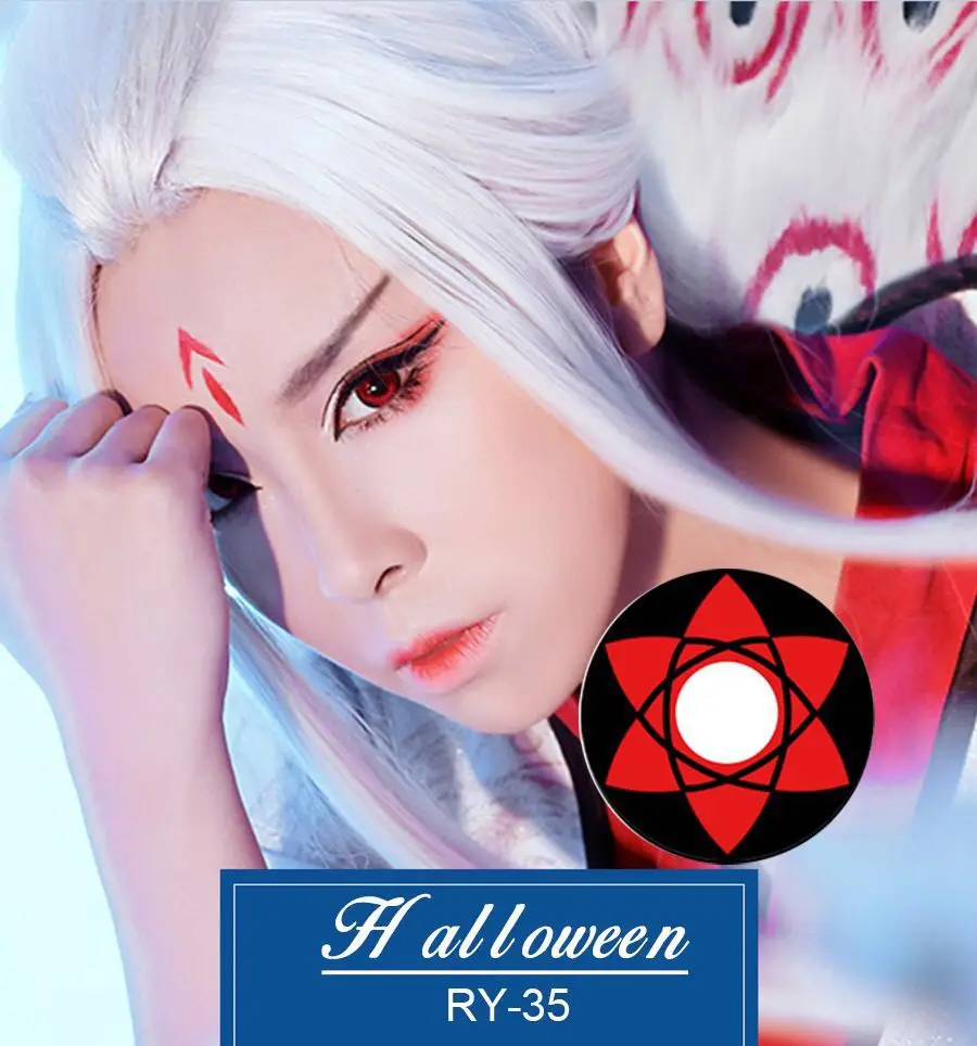 

September Purchasing Festival Promotion Red Out Crazy Hallowmas Circle Colored Eye Contact Lenses, Red;black;blue;white