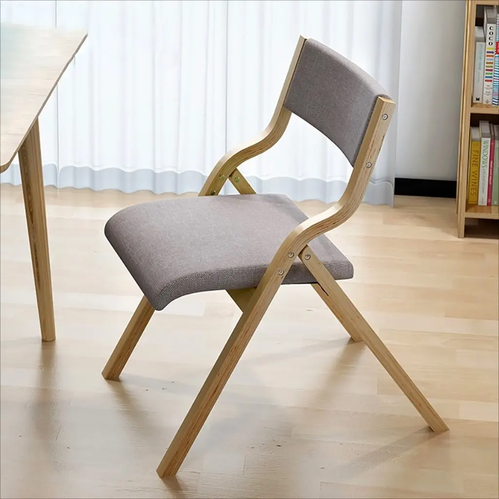fold up chairs Home simple portable solid wood folding dining chair, simple folding back computer chair, living room lounge chair (Size:47 63.5 73cm) Folding Chairs (Color : D)