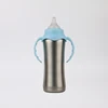BPA Free Wholesale 230ml stainless steel thermos baby feeding milk water bottle with silicon nipple