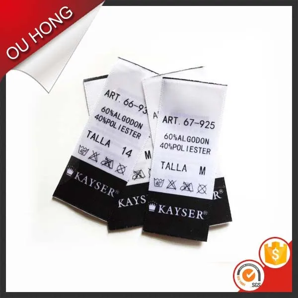 Custom 100% Cotton Polyester Care Label With Washing Instruction - Buy ...