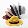 8cm Flat Brim Wool Felt Fedora Hat