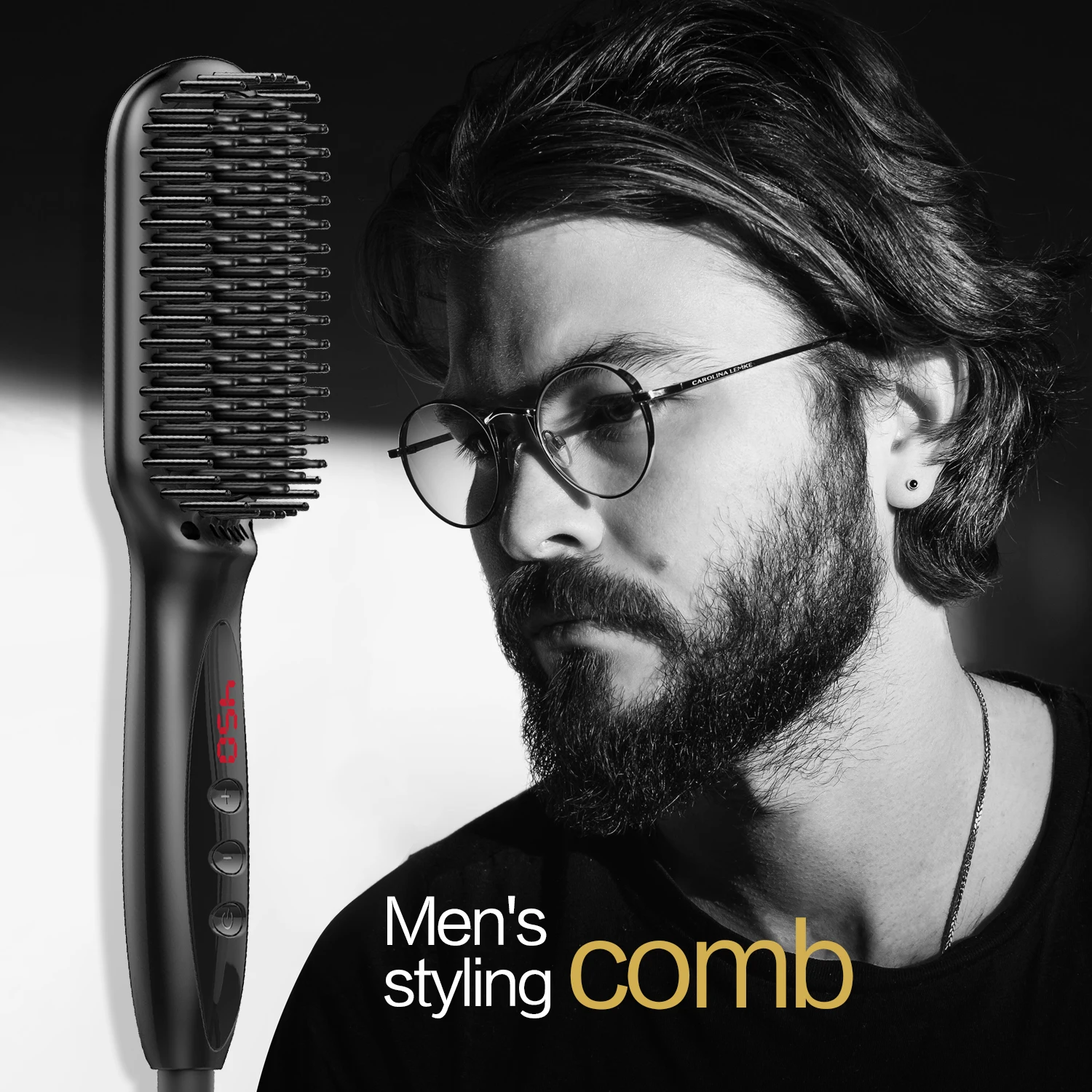 

Beard Straightener for Men Wholesale Electric Hair Styler Ceramic Hair Comb Custom Logo Beard Straightener Brush with Beard Oil