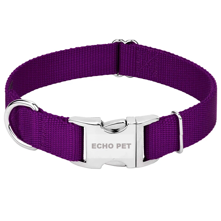 

Customized Logo manufacturer Metal Buckle Nylon pet dog pitbull collar