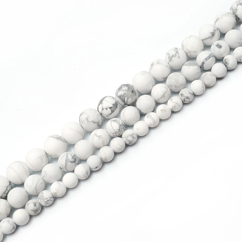 

Natural White Howlite Gemstone 6mm Smooth Round Loose 62pcs Beads 1 Strand for Bracelet Necklace Earrings Jewelry Making