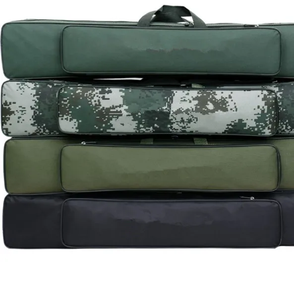 

80cm 90 cm 120cm Nylon canvas double deck fishing tackle bag, Black green camouflage