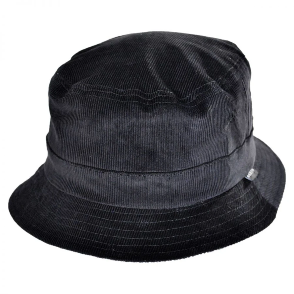 black corduroy bucket hat