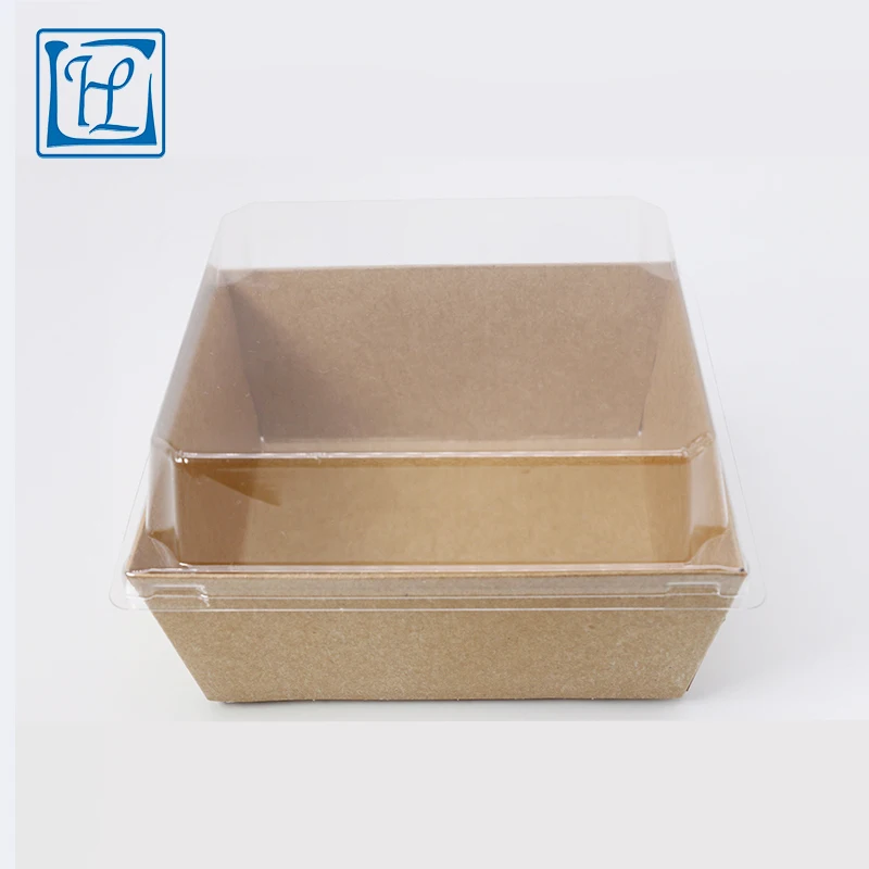 
Kraft paper material with clear lid disposable food use packing box 