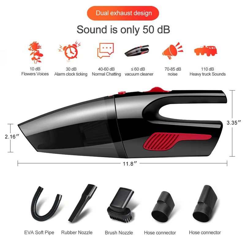 Portable handheld 120W 6KPA dry wet cordless car vacuum cleaner high power for car interior home clean