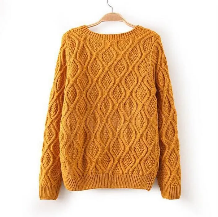 Women Winter Warm Knit Casual Sweater Solid Color Sweater - Buy Women ...