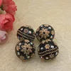 Wholesale 22MM Black Color Bulk Hand make Polymer Clay Beads With Rhinestone Pattern