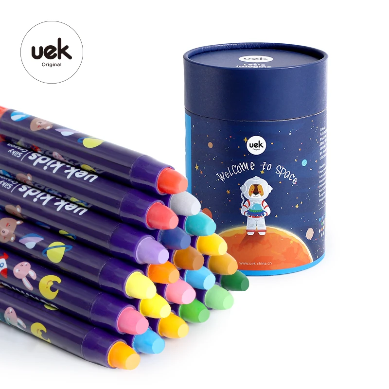 
Uek Kids Drawing Hot sale Custom Logo Crayon Wax 