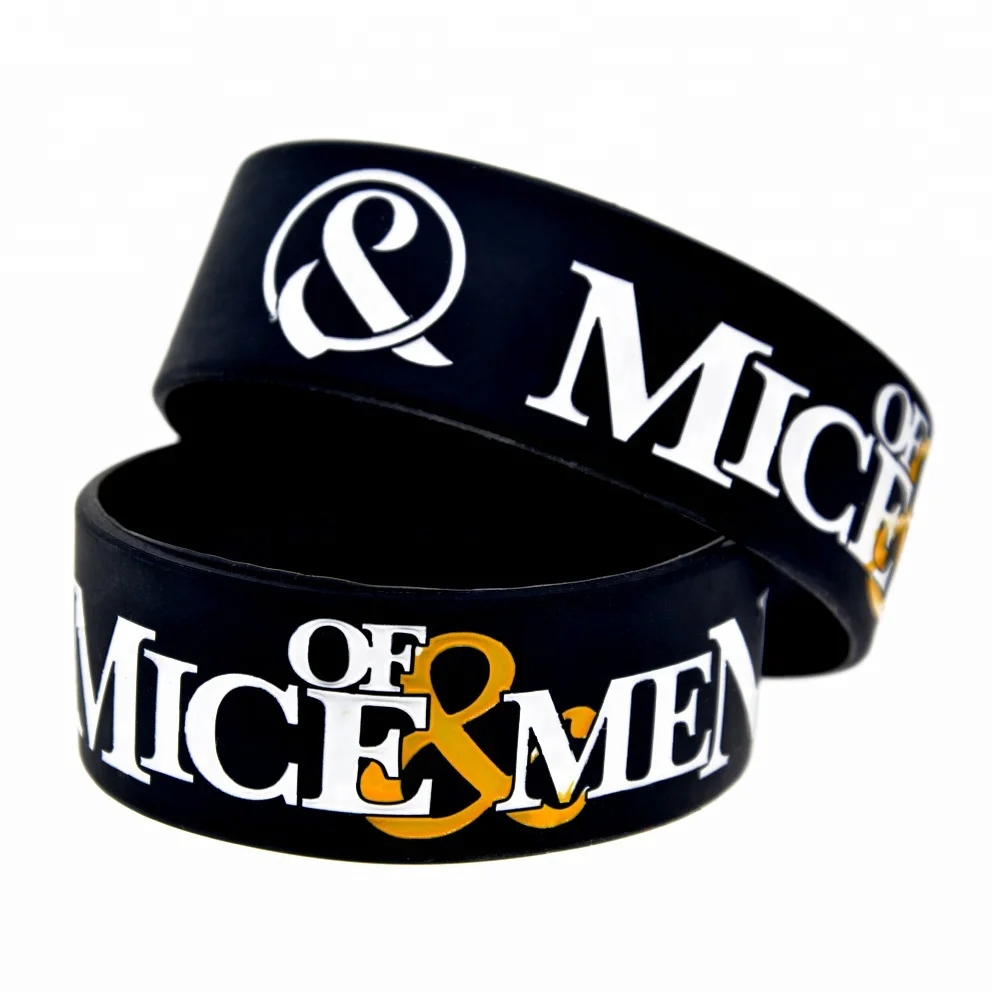 

25PCS Bulk Cheap Onc Inch Wide Of Mice & Men Music Band for Silicone Rubber Wristband, Black