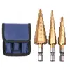 3pcs HSS Steel Titanium Step Drill Bits 3-12mm 4-12mm 4-20mm Step drill Cutting Tools Steel Woodworking Wood Metal Drilling Set