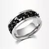 Punk Style 316L Stainless Steel Ring Colorful Link Rotatable Finger Rings for Male