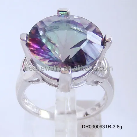 

Big Stone Ring , 925 Silver Mystic Topaz Rings For Women , Rainbow Fire Mystic Topaz Jewelry