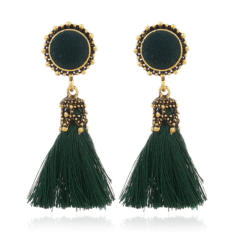 

Europe fashion big fan tassel bohemian antique boho earring jewelry wholesale