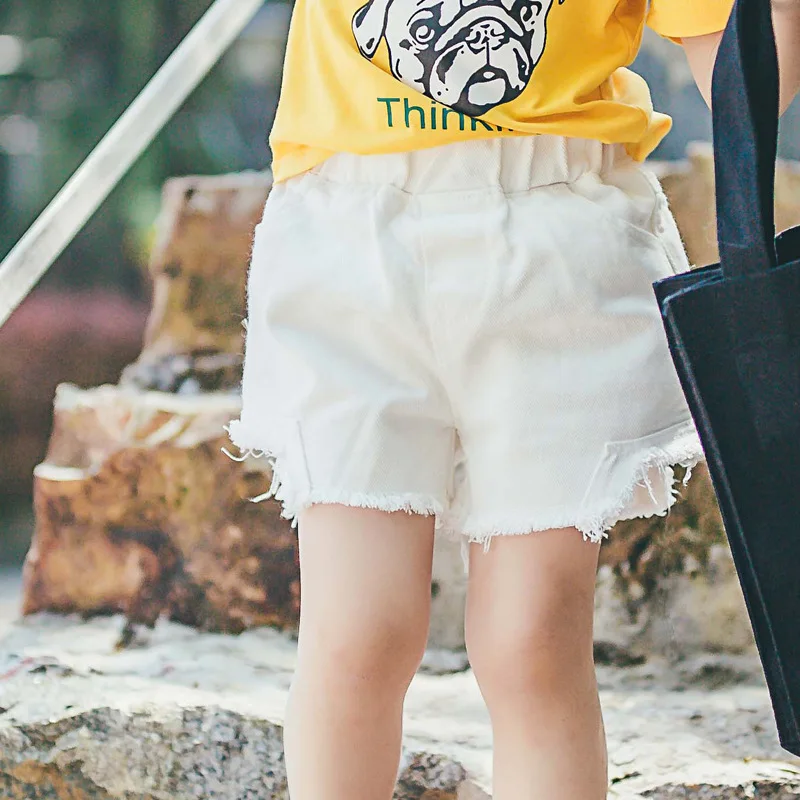 boys white denim shorts