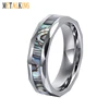 6mm Tungsten Carbide Ring Abalone Shell Inlay Multi Cut Edge High-polished Wedding Band Comfort Fit For Men Women