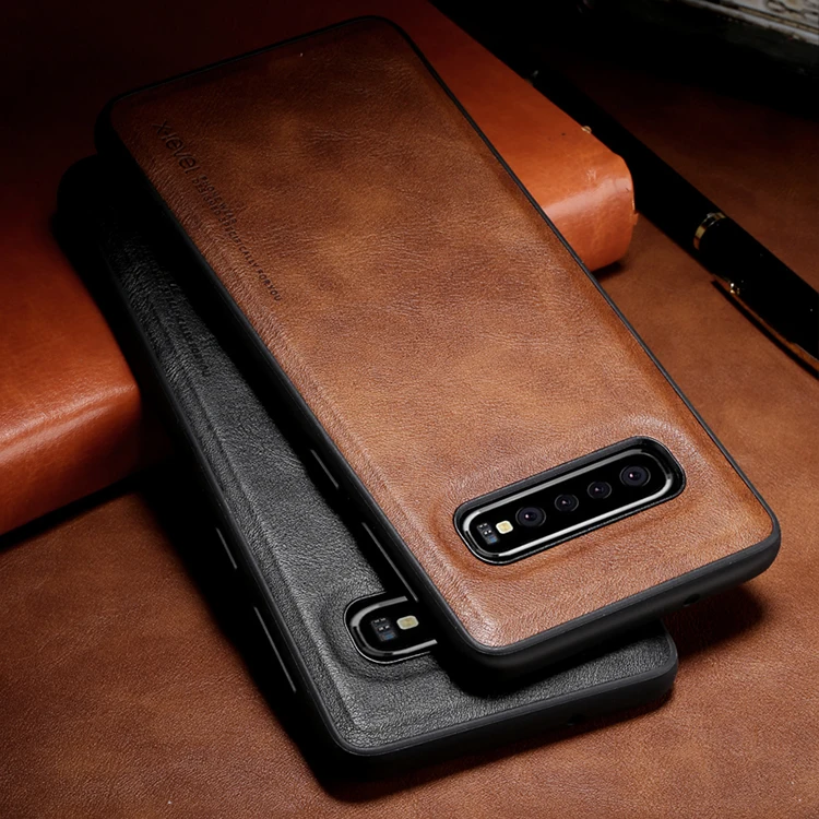 

X-Level Factory custom leather phone case for Samsung Galaxy S10 back cover , for samsung s10 plus case, Black;gray;brown;red and dark blue