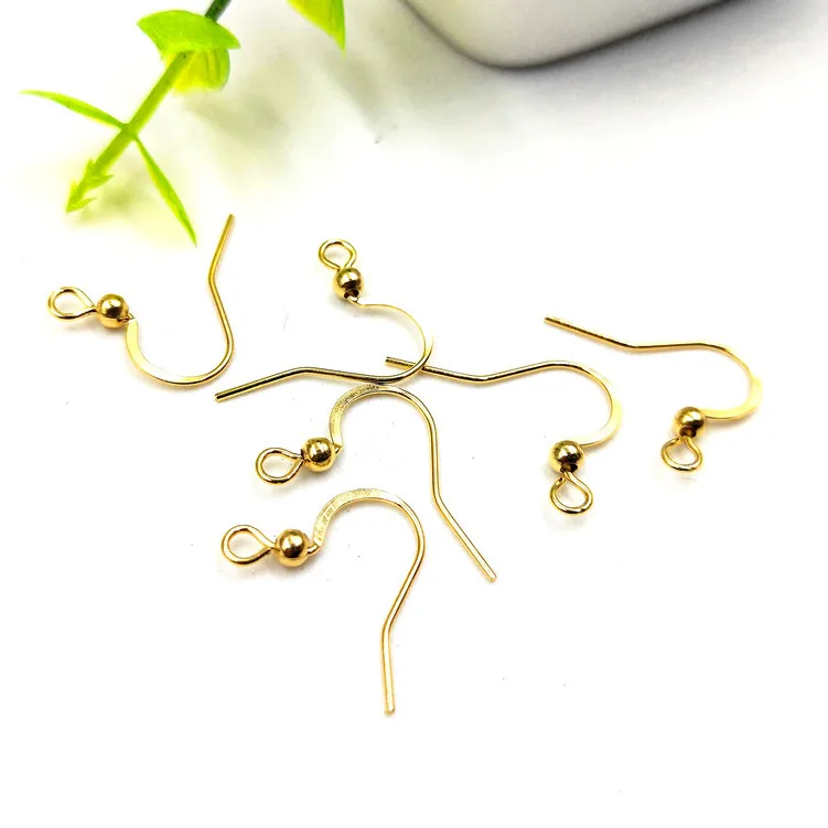 

S1057 Gold Plated Stainless Steel Earring Fish Hook with Ball and Coil Surgical Steel, Gold,silver