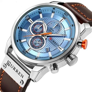 

CURREN Men Watch 8291 Casual Military Chronograph Watches Men Wrist Luxury Quartz Waterproof Wristwatches Relogio Masculino, 6-color