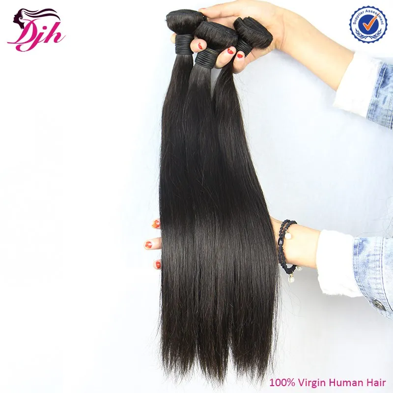 

peruvian STRAIGHTvirgin human hair bundles, Natural color #1b