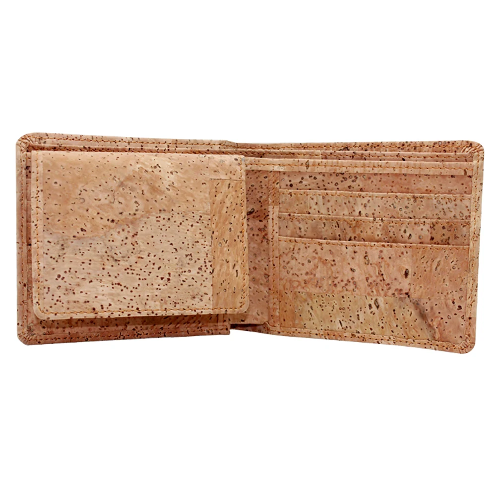 Boshiho Cork Wallet Natural Cork Fabric Rfid Blocking Bifold Mens Slim
