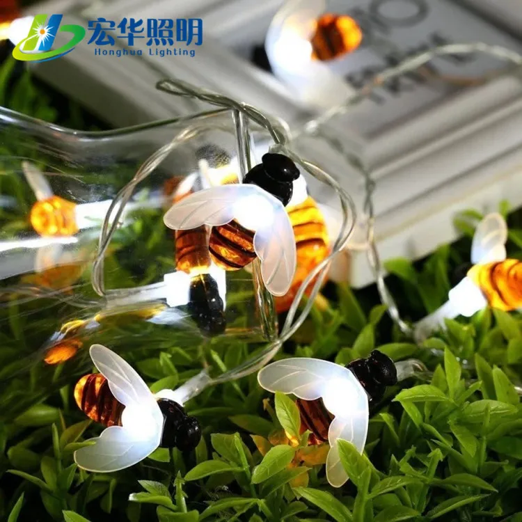 Custom Christmas commercial bee shape solar patio strings light bulb