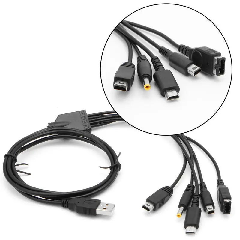 

Wholesale 5 in 1 USB Charger Power Charging Cable Cord Lead for Wii U NEW 3DS LL DSi XL Dsi DSL PSP 3000 GBA SP Game