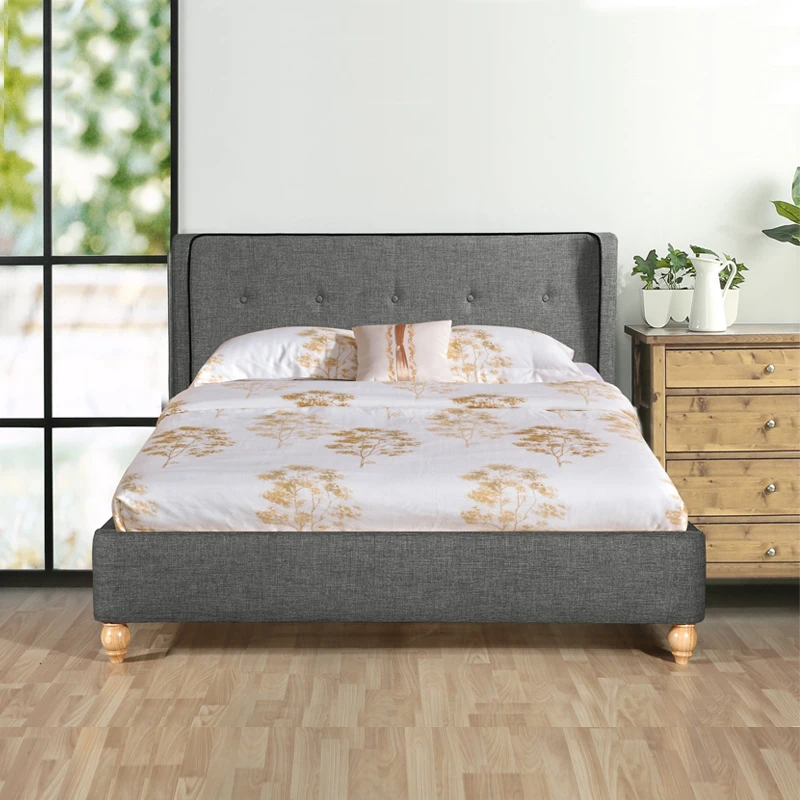 

Queen Bed Frame Style Cheap Beds for Sale Free Sample Wooden Home Furniture Bedroom Furniture Soft Bed Wood + Foam + Fabric